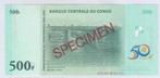 Congo Kongo Pick 100 s 500 Francs 2010 Specimen Vz / Vz-st, Verzenden, België