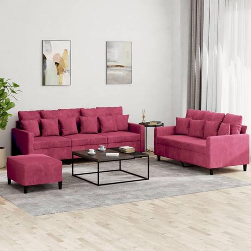 vidaXL 3-delige Loungeset met kussens fluweel wijnrood, Huis en Inrichting, Zetels | Zetels, Nieuw, Verzenden