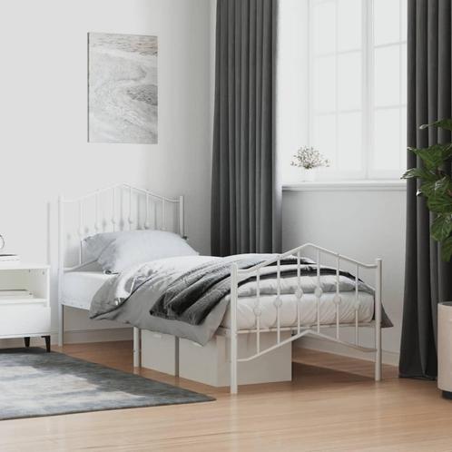 vidaXL Bedframe met hoofd- en voeteneinde metaal wit 90x200, Huis en Inrichting, Slaapkamer | Bedden, Nieuw, Verzenden
