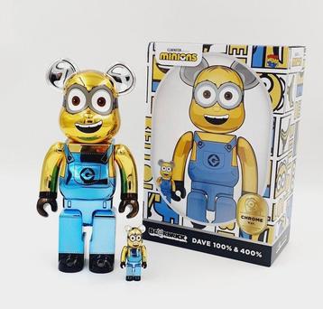 MEDICOM TOY - Be@rbrick Minions Dave Chrome 400% & 100%