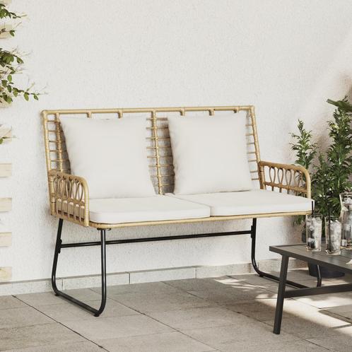 vidaXL Tuinbank Bruin, Zwart, Crème Poly riet, staal, Tuin en Terras, Tuinsets en Loungesets, Nieuw, Verzenden