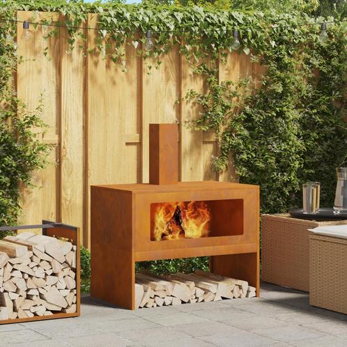 vidaXL Vuurtoren met Schouw 80x50x96 cm Weerbestendig Staal, Huis en Inrichting, Haarden, Nieuw, Verzenden