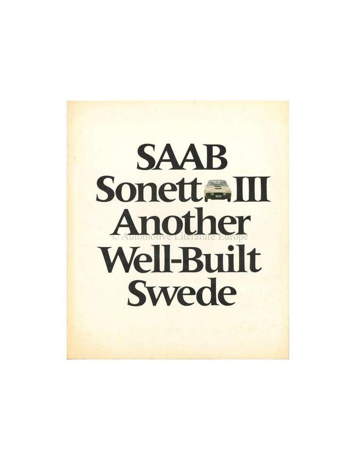 1970 SAAB SONETT BROCHURE ENGELS (USA), Boeken, Auto's | Folders en Tijdschriften