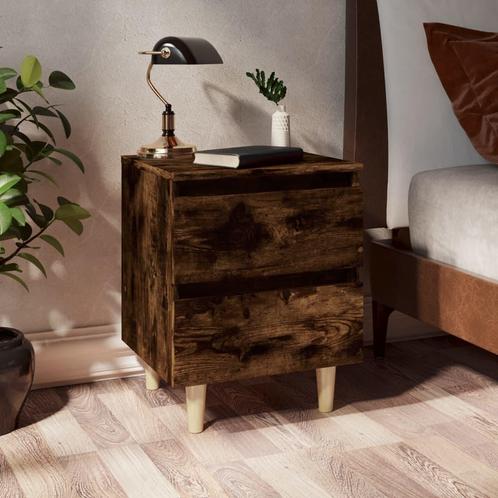 vidaXL Nachtkastje met houten poten 40x35x50 cm gerookt, Huis en Inrichting, Slaapkamer | Nachtkastjes, Nieuw, Verzenden