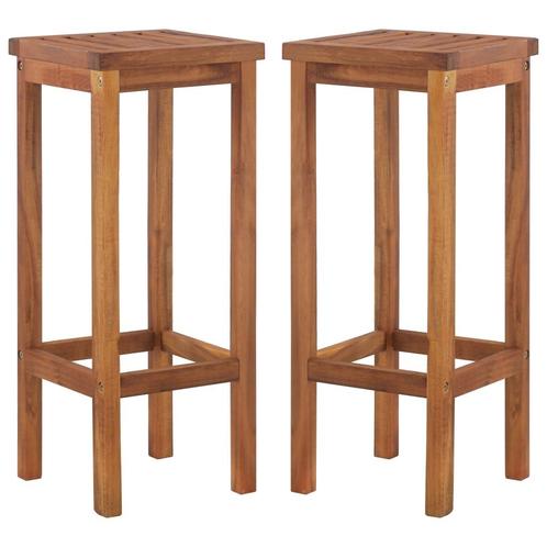 vidaXL Barkrukken 2 st massief acaciahout, Tuin en Terras, Tuinstoelen, Nieuw, Verzenden