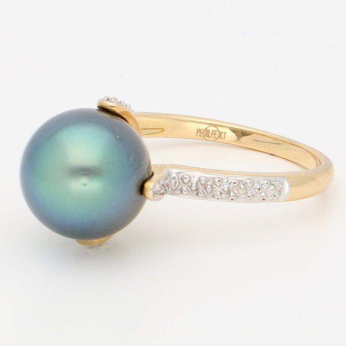 Ring - 14 karaat Geel goud, Witgoud Parel - Diamant - Parel, Bijoux, Sacs & Beauté, Bagues