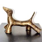 Abdoulaye Derme - sculptuur, Chien - 15.5 cm - Verguld brons