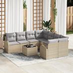 vidaXL 9-delige tuinsofa set met kussens in beige poly, Verzenden, Nieuw