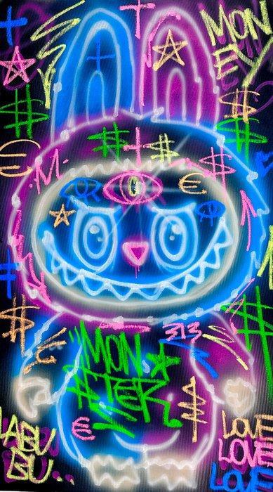 Outside313 - LABUBU - Monster - Black neon edition, Antiek en Kunst, Kunst | Schilderijen | Modern