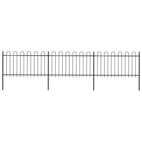 vidaXL Tuinhek met ringtop staal 537x100 cm zwart, Tuin en Terras, Tuinhekken en Hekwerk, Nieuw, Verzenden