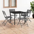 vidaXL Tuinstoelen inklapbaar 4 st staal en textileen zwart, Tuin en Terras, Tuinstoelen, Verzenden, Nieuw