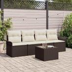 vidaXL Tuinbank Set 5 pcs Bruin Poly rattan, Tuin en Terras, Verzenden, Nieuw