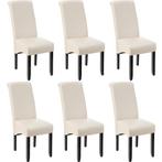 tectake Eetkamerstoel, ergonomisch, massief hardhout - crème, Huis en Inrichting, Stoelen, Verzenden, Nieuw