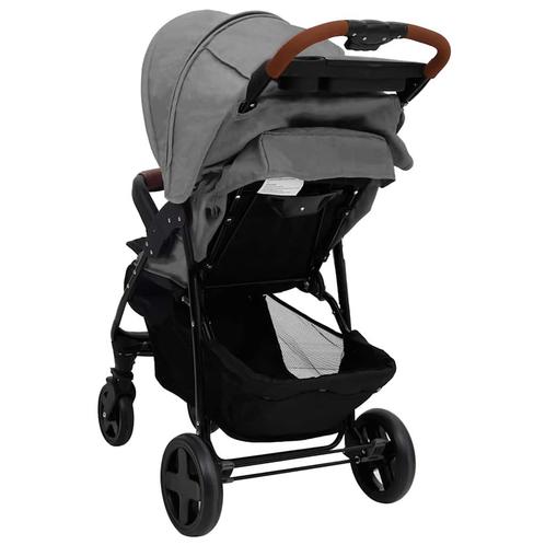 vidaXL Kinderwagen 2-in-1 staal lichtgrijs, Kinderen en Baby's, Kinderwagens en Combinaties, Nieuw, Verzenden