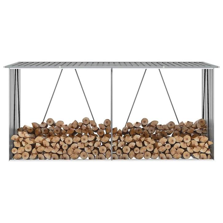 vidaXL Haardhoutschuur 330x84x152 cm gegalvaniseerd staal, Tuin en Terras, Overige Tuin en Terras, Nieuw, Verzenden