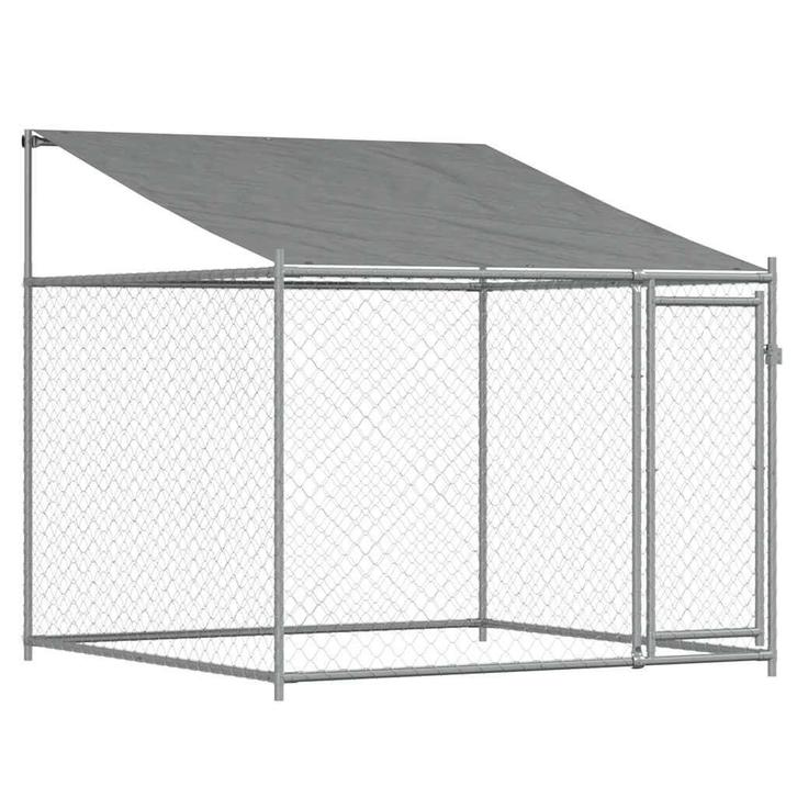 Hondenhok Staal Grijs 2x2m - Retourkoopje - Bescherm je h..., Dieren en Toebehoren, Hondenhokken, 100 cm of meer, 110 cm of meer
