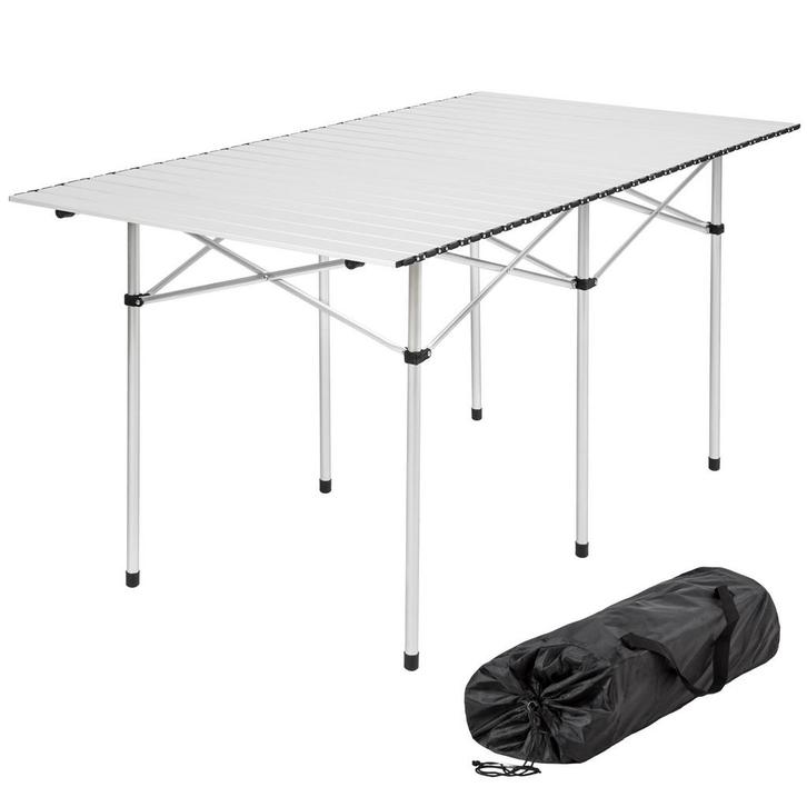 tectake Campingtafel van aluminium met tas 140x70x70cm - gri, Caravans en Kamperen, Kampeeraccessoires, Verzenden