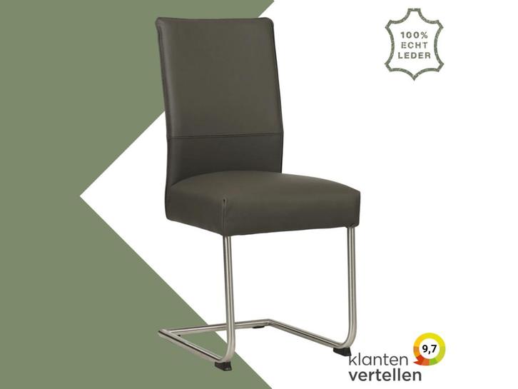Leren eetkamerstoel Piece - Toledo Antracite (donkergrijs), Huis en Inrichting, Stoelen, Grijs, Eén, Nieuw, Leer, Ophalen of Verzenden