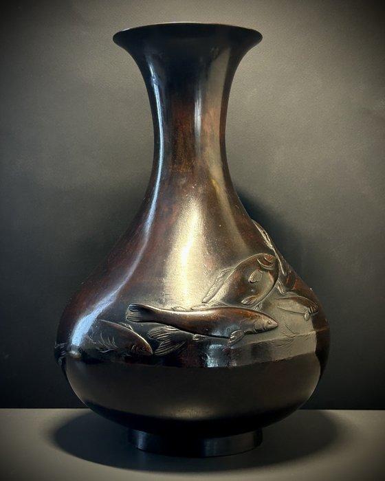 Grote antieke Japanse bronzen peervormige vaas met, Antiek en Kunst, Antiek | Overige Antiek