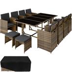 Wicker zitgroep Palma 8+4+1 met beschermhoes - natuur/donker, Tuin en Terras, Tuinsets en Loungesets, Verzenden, Nieuw