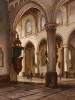 Adolphe Hervier (1818-1879) - Church interior in Normandy or, Antiek en Kunst