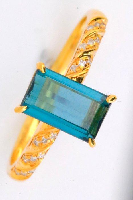 Zonder Minimumprijs - Ring - 14 karaat Geel goud Toermalijn, Handtassen en Accessoires, Ringen
