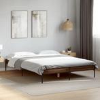 vidaXL Bedframe bewerkt hout metaal bruin eikenkleur 140x200, Huis en Inrichting, Slaapkamer | Bedden, Verzenden, Nieuw