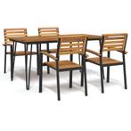 vidaXL 5-delige Tuinset massief acaciahout en metaal, Tuin en Terras, Verzenden, Nieuw, Tuinset
