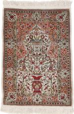 Silk Hereke Signed Carpet with Floral Design - Pure luxe ~1, Maison & Meubles, Ameublement | Tapis & Moquettes