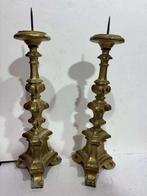 Kaarsenhouder (2) - Hout, IJzer - Coppia Candelieri - 53 cm, Antiek en Kunst