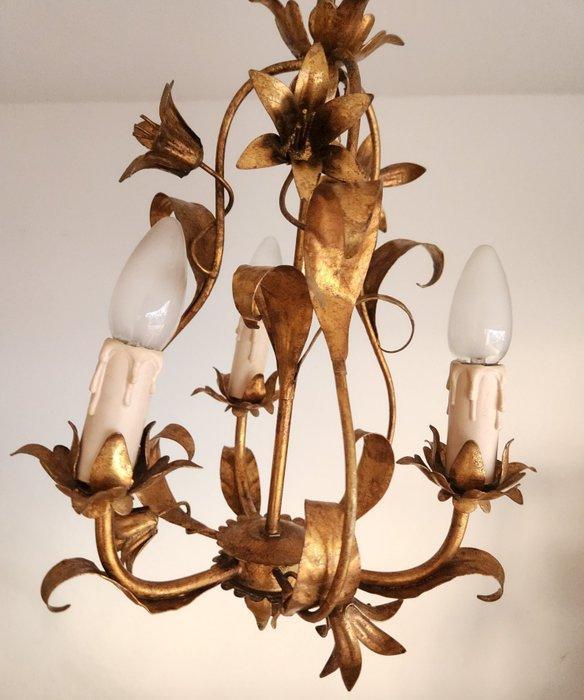 Kroonluchter - Smeedijzer - Blattgoud shabby bloemen, Antiek en Kunst, Curiosa en Brocante