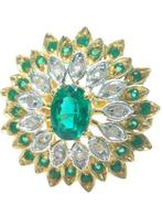 Zonder minimumprijs - Ring - 9 kt. Zilver, Geel goud Smaragd