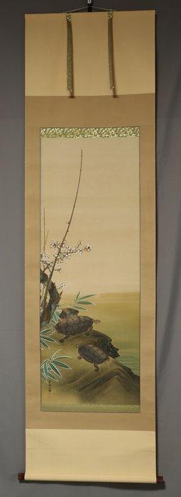 Plum, Bamboo, and Turtles - With signature Ando Tamekuni -, Antiek en Kunst, Antiek | Overige Antiek