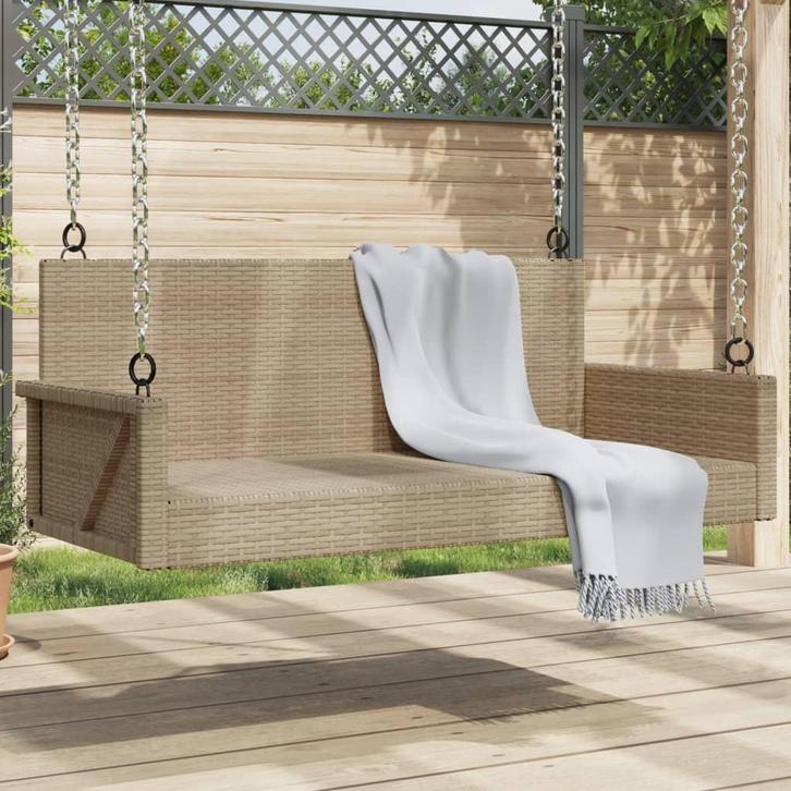 vidaXL Schommelbank 119x56x48 cm poly rattan beige, Jardin & Terrasse, Ensembles de jardin, Envoi