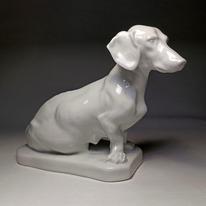 Herend - Beeldje - Art Deco Dachshund Dog - Porselein, Antiquités & Art, Antiquités | Verre & Cristal