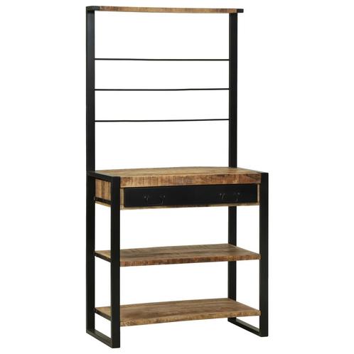 vidaXL Keukenrek 80x40x160 cm Massief Ruw Mangohout, Huis en Inrichting, Keuken | Keukenbenodigdheden, Nieuw, Verzenden
