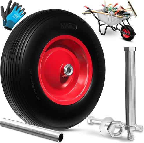 MASKO® Kruiwagenwiel Massief - 4.80/4.00-8 Ø 390mm - Zwart, Doe-het-zelf en Bouw, Gereedschap | Overige machines, Verzenden