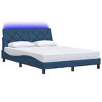 vidaXL Bedframe met LED zonder matras 120x200 cm stof blauw, Verzenden, Nieuw