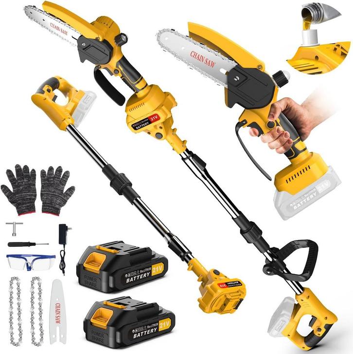 Mini kettingzaag - Elektrische snoeischaar - Met accu - Geel, Tuin en Terras, Handzagen, Nieuw, Verzenden