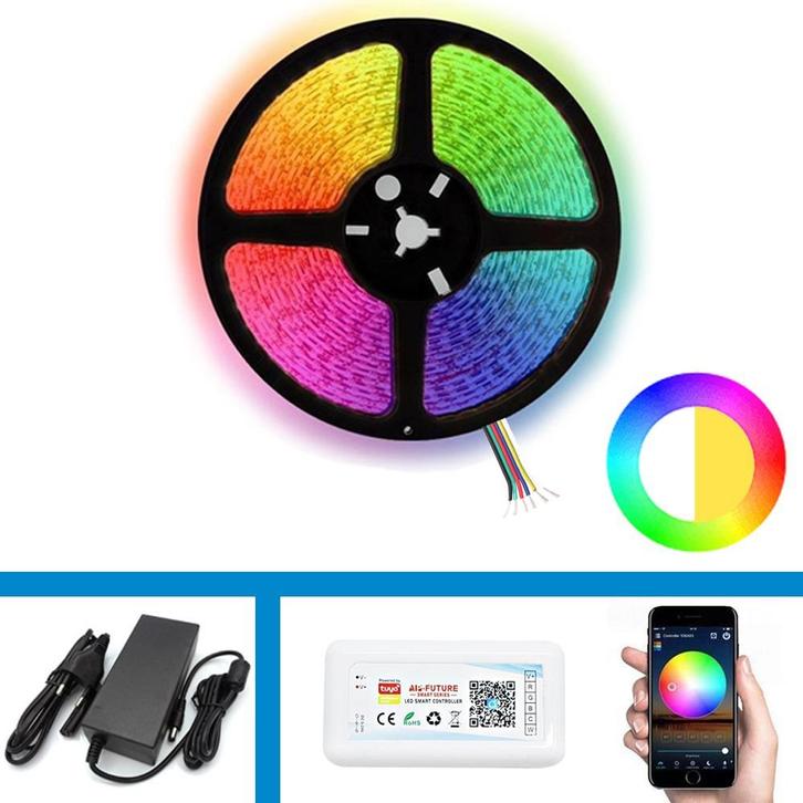 LED Strip - Complete set - RGBWWW 5050 (RGB+CCT) - 60LED/m, Maison & Meubles, Lampes | Autre, Envoi