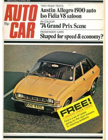 1974 AUTOCAR MAGAZINE 4045 ENGELS, Ophalen of Verzenden