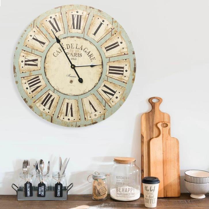 vidaXL Wandklok 60 cm MDF meerkleurig, Huis en Inrichting, Woonaccessoires | Klokken, Nieuw, Verzenden