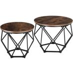 tectake 2 Benham salontafels - Industrieel hout donker, rust, Huis en Inrichting, Tafels | Salontafels, Verzenden, Nieuw
