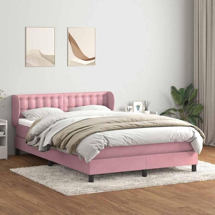 vidaXL Boxspring met matras fluweel roze 160x210 cm, Huis en Inrichting, Slaapkamer | Bedden, Nieuw, Verzenden