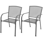 vidaXL Tuinstoelen stapelbaar 2 st staal grijs, Tuin en Terras, Verzenden, Nieuw