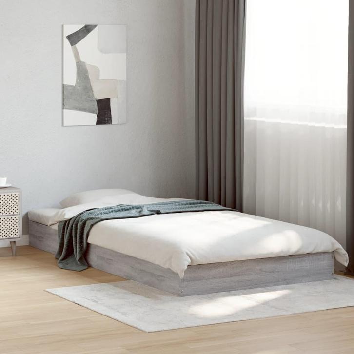 Bedframe Grijs Sonoma Eiken | Retour Deal 40% | 100x200, Huis en Inrichting, Slaapkamer | Bedden, 100 cm, 200 cm, Grijs, Nieuw