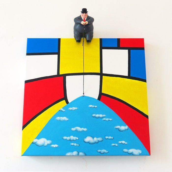 Dario Assisi - (Fat) Magritte in the Mondrian world 3d -, Antiek en Kunst, Kunst | Schilderijen | Modern