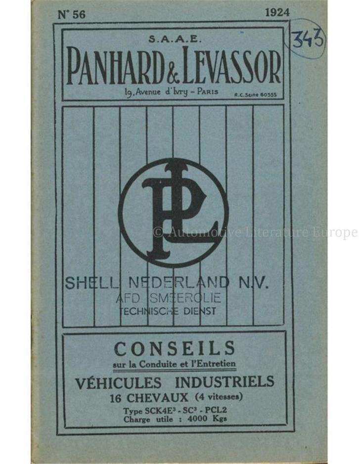 1924 PANHARD & LEVASSOR INSTRUCTIEBOEKJE FRANS, Autos : Divers, Modes d'emploi & Notices d'utilisation, Enlèvement ou Envoi