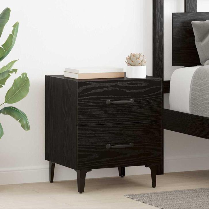 vidaXL Bedkast met lade Zwart eiken 40 x 35 x 47.5 cm, Huis en Inrichting, Slaapkamer | Nachtkastjes, Nieuw, Verzenden