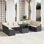 vidaXL 11-delige tuinset met kussens in zwart poly rattan, Verzenden, Nieuw